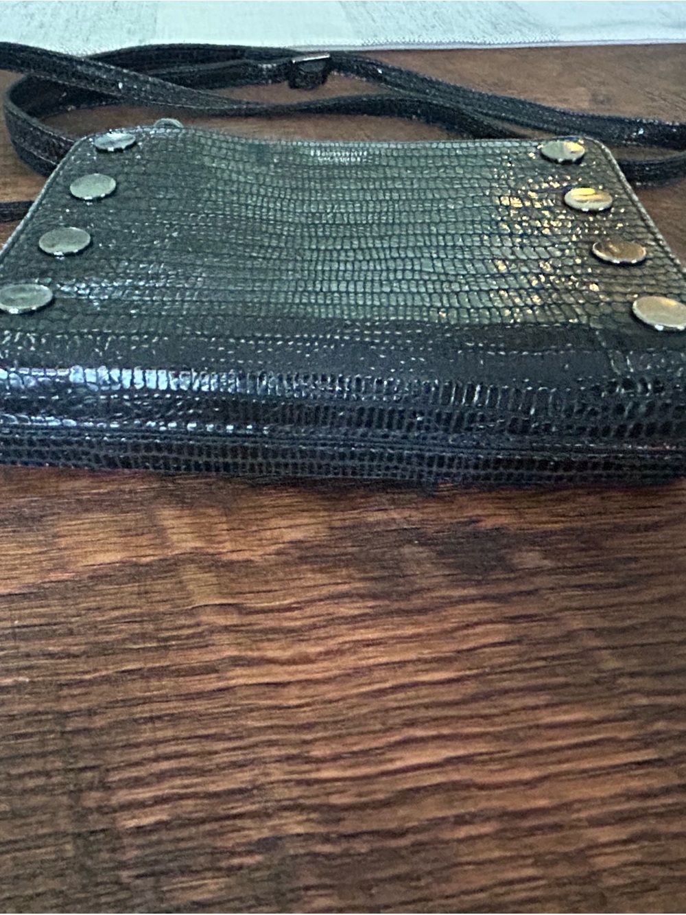 Black crocodile-embossed leather Hammitt Los Angeles crossbody bag - Picture 12 of 13